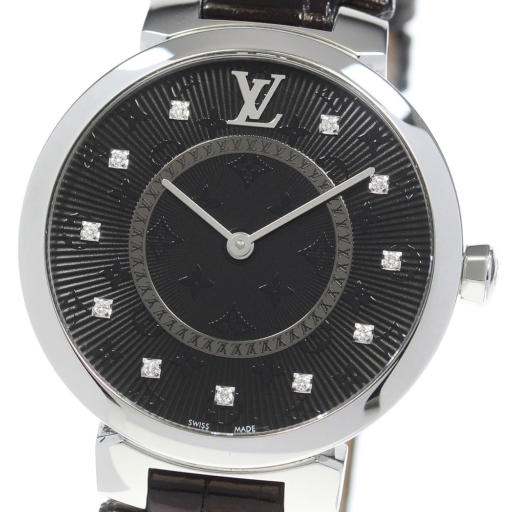 ルイ・ヴィトン LOUIS VUITTON QA144 タンブールスリムMM 11Pダイヤ クォーツ レディース 箱・保証書付き_866564【中古】