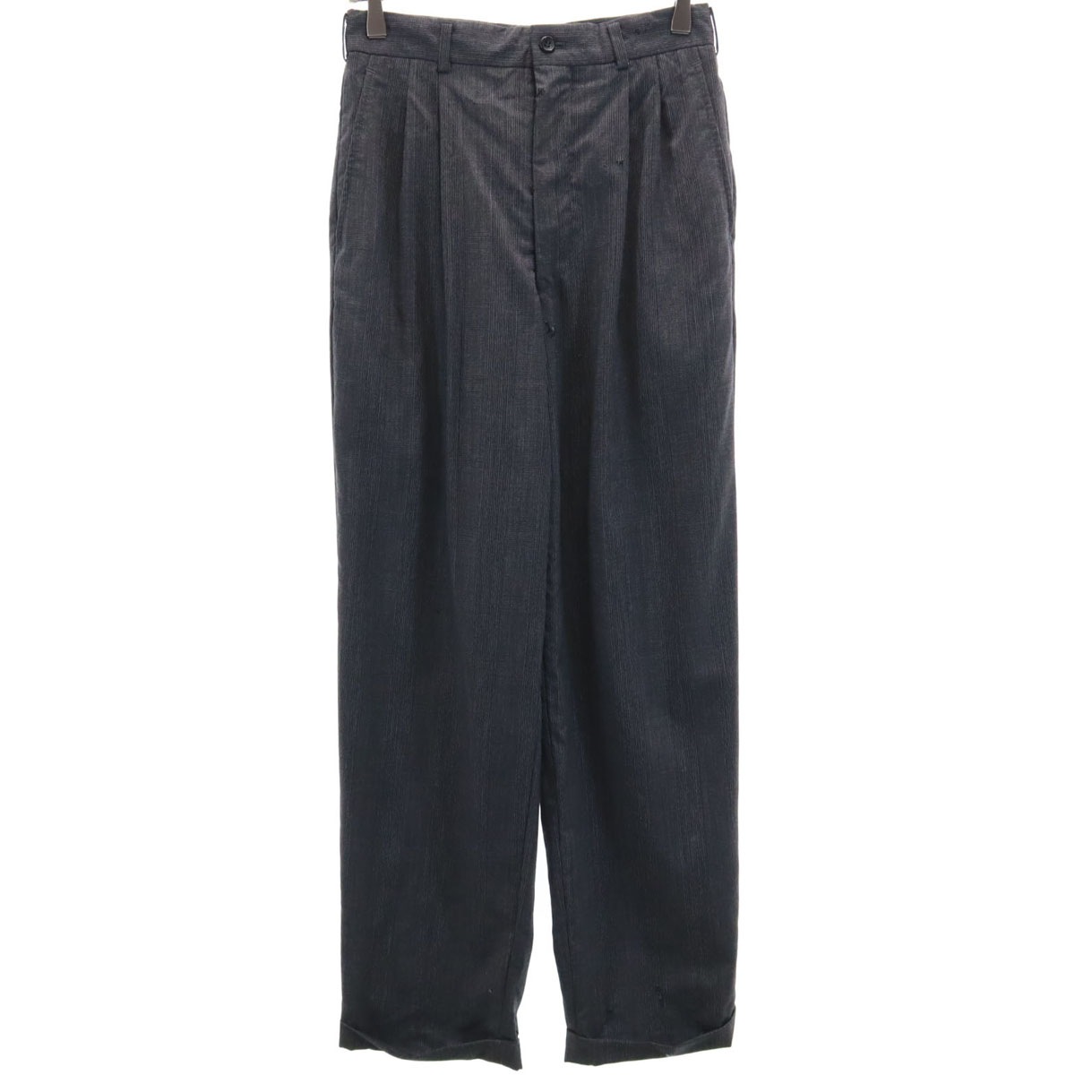 COMME des GARCONS HOMME コムデギャルソンオム 80s 1989年 日本製 ウール オールド チェック柄 スラックスパンツ S グレー メンズ 古着