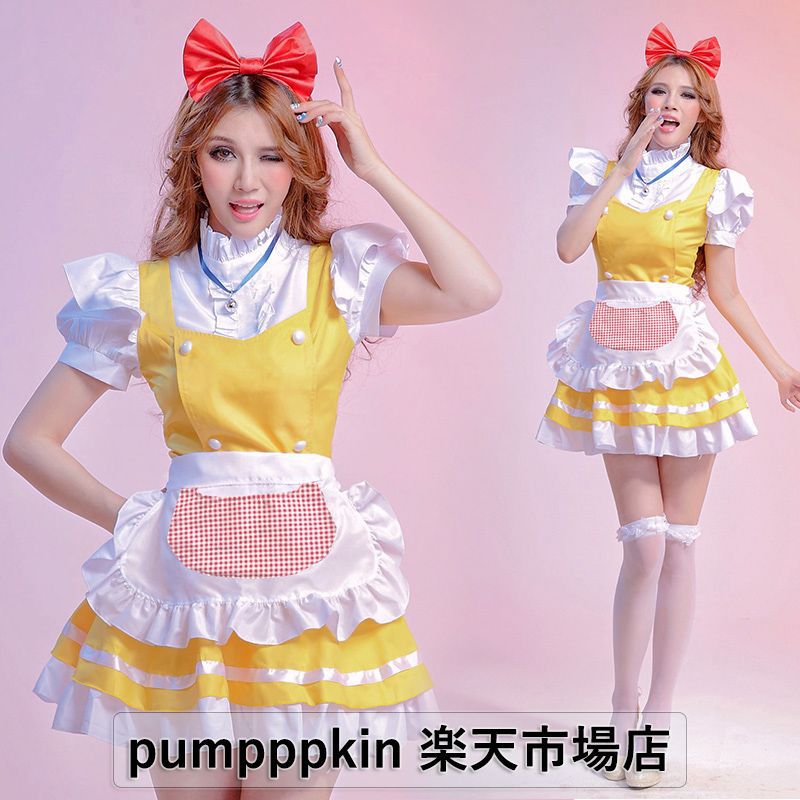 ドラえもんひよこ黄日韓かわいい萌え妹ロリータメイド服ソフト妹服ワンピースcos