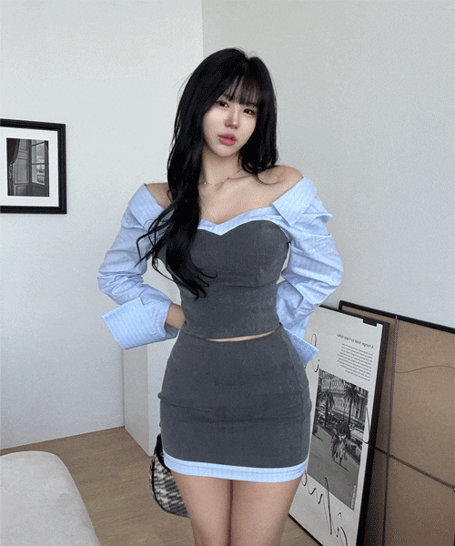 シャツクロップミニツーピース