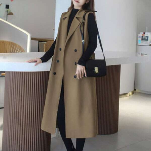 【送料無料】レディース 2カラー ベスト ロング丈 テーラードロングジレ 大人可愛い