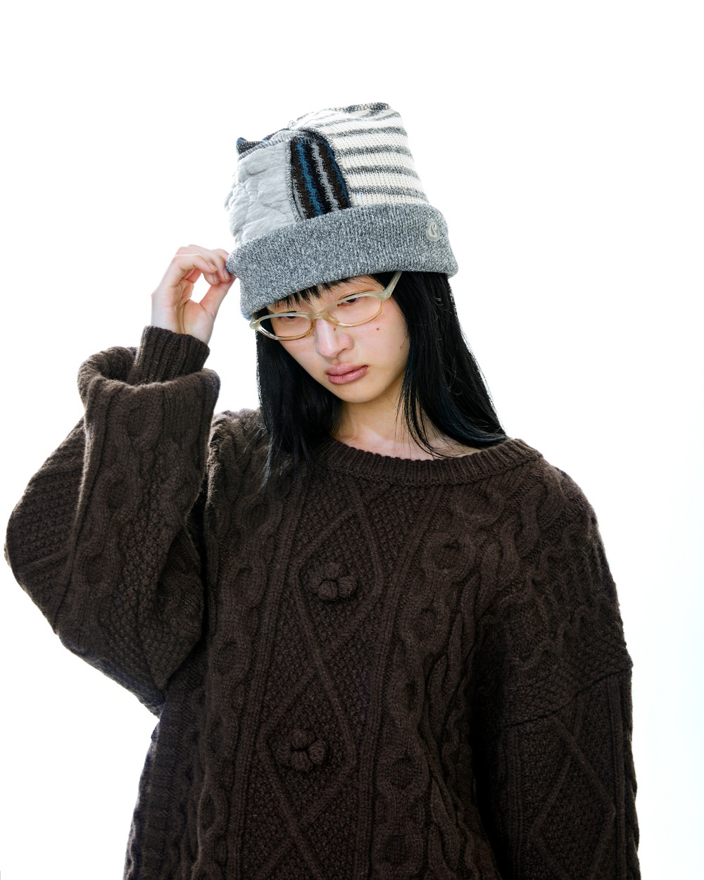 【COYSEIO】 25FW PATCHWORK BEANIE : GREY