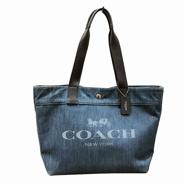コーチ COACH F25902 ロゴ デニム バッグ トートバッグ レディース【中古】