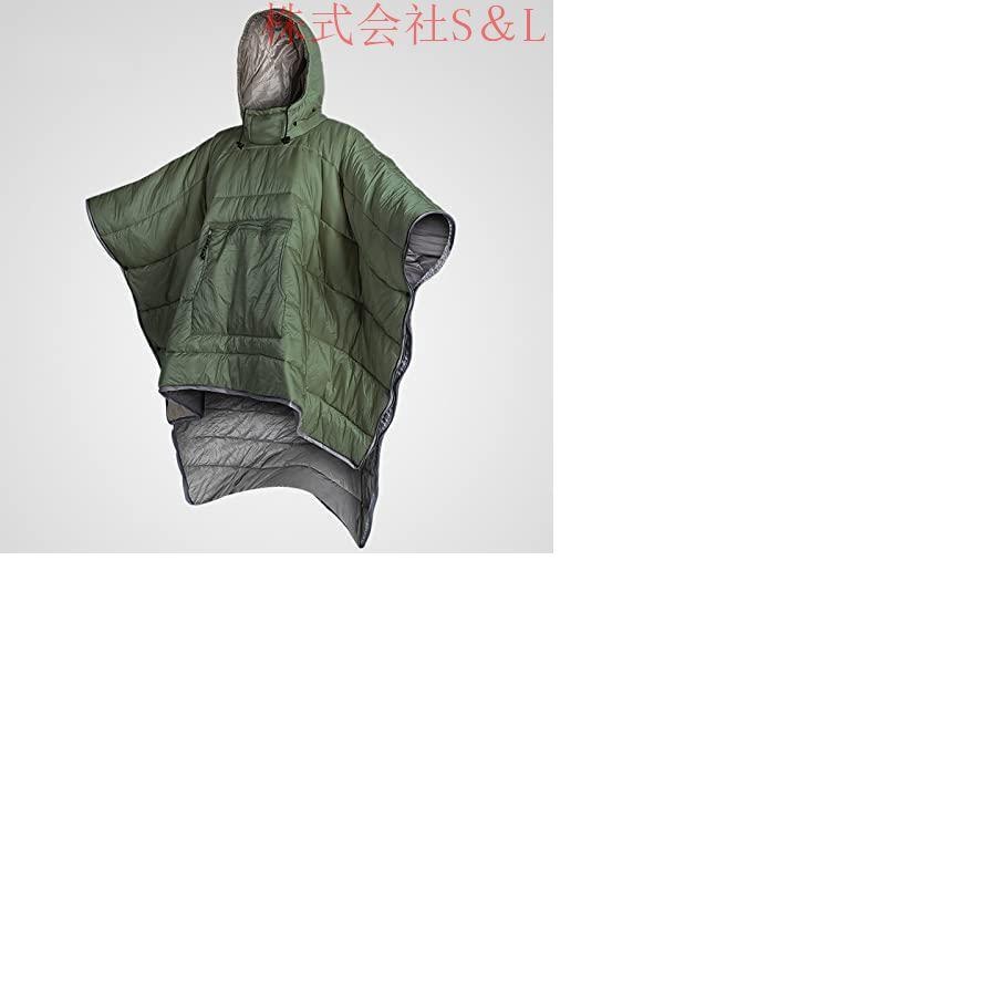 冬用ポンチョコート 保温ポンチョ ウェアラブルフード付きブランケット 多目的プレミアムキャンプ寝袋 防水 防寒 冬アウトドアマントケープ バックパッキング ハ