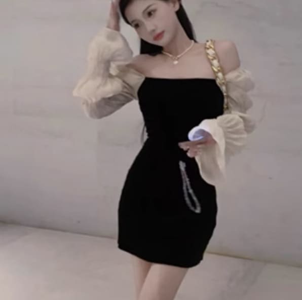 ワンピース ワンピドレス ショート ショート丈 袖あり 長袖 スリム タイト 細身 かわいい 大人可愛い きれいめ シンプル カジュアル 大人 上品 おしゃれ お洒落 かっこいい レトロ 大人女子