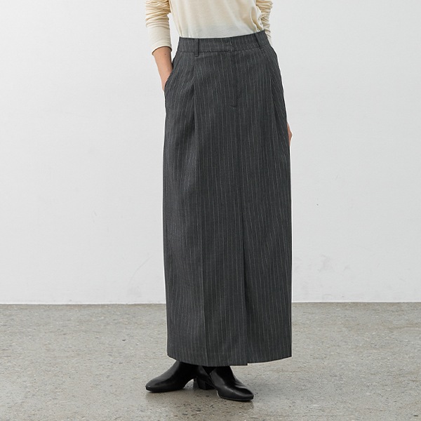 (SK-5044)ESSENTIAL STRIPE TUCK LONG SKIRT