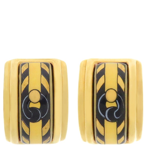エルメス HERMES イヤリング エマイユ GP 七宝焼き イエローXゴールド 黄 黒 ゴールド 【中古】 21,342円