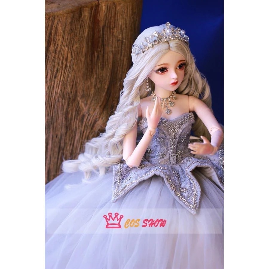 人気商品N0.1 13 BJD 球体関節人形 ドール 可動ボディ BJD人形60cm シンデレラ レースワンピース 本体＋ウィッグ＋アイ＋顔メイク+衣装+王冠+ネックレス+イヤリング+靴 高級
