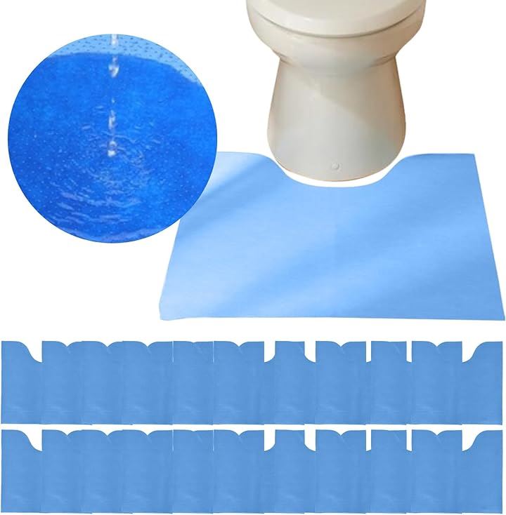 トイレマット 使い捨て 20枚 吸水タイプ スベリ止め付き カットできる 男性小便器対応(ブルー)