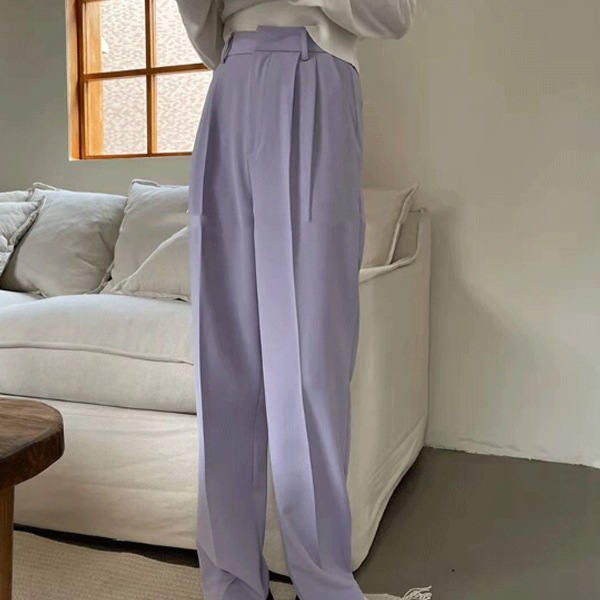 ワイドパンツ スーツパンツ ロングパンツ ハイウエスト百掛けプリーツゆったり ストレッチ美脚無地