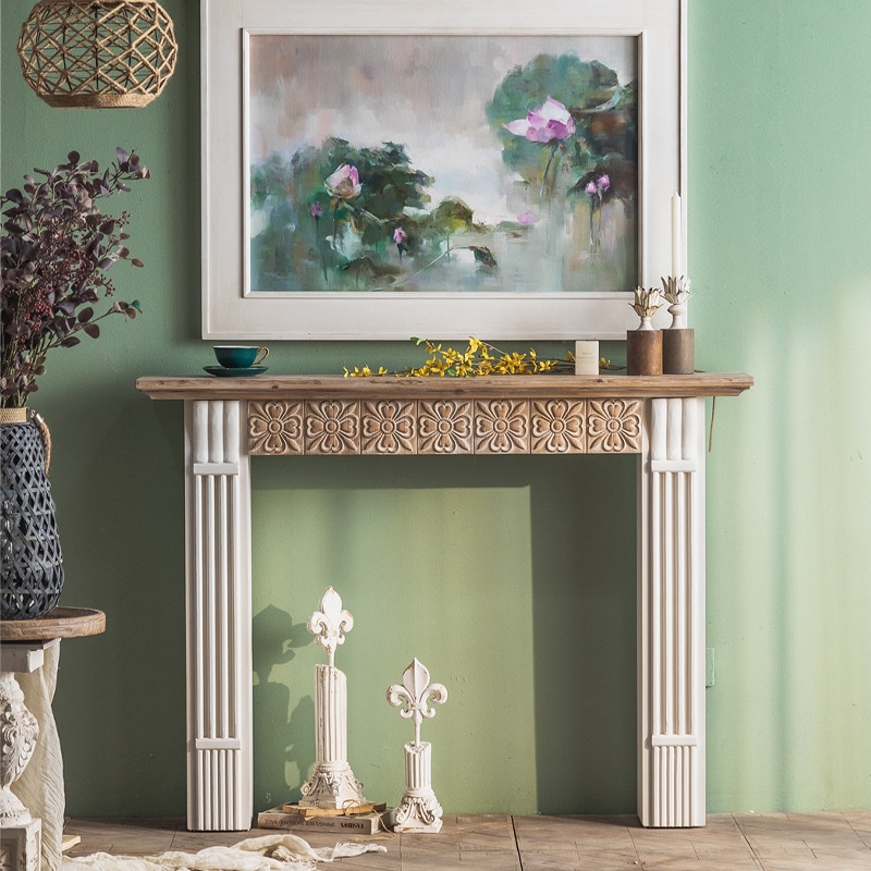 マントルピース ヴィンテージ調 小さめ おしゃれ かわいい インテリア 北欧 ヨーロッパ 暖炉 レトロ調 カントリー ラック オフホワイト 78,650円