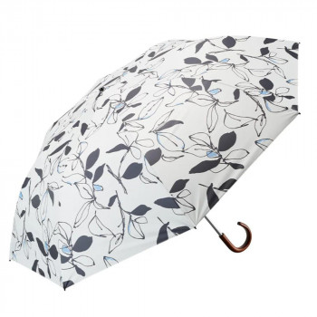 umbulatio ラクオリUVブロック 2段折りたたみ傘 55cm リーフ オフホワイト S255-1118WH1-BC