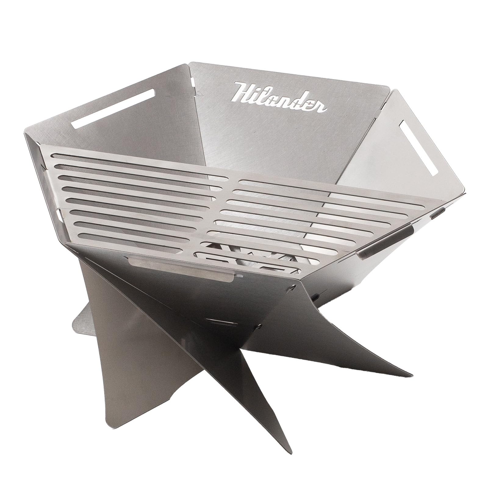 Hilander(ハイランダー) 焚き火台 六花(りっか)(梯形五徳付き)コンパクト 焚火 バーベキュー プレート厚1.4mm BBQ 七輪 おしゃれ コンパクト ソロキャンプ デュオキャンプ ファミ