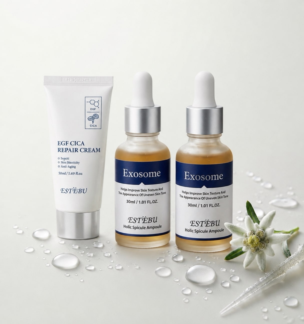 #韓国 エクソソームアンプル 30ml 2本 + EGFシカクリーム 50ml 1個セットまたは エクソソームアンプル 30ml 2本 + トラネックス メラノンクリーム 50ml 1個セット