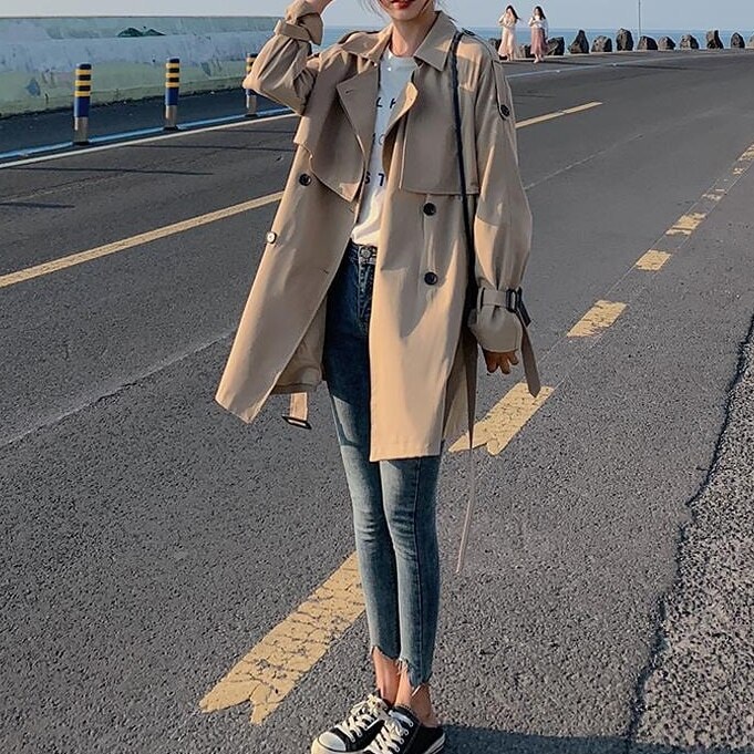 2color レディース アウター コート トレンチコート ショート丈 長袖 Vネック 襟付き Aラ 7,378円