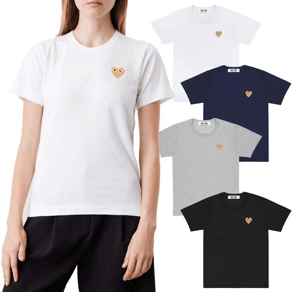 国内発送 / 正規店買付 【COMME des GARCONS】 PLAY GOLD HEART Tシャツ 半袖 男女共用