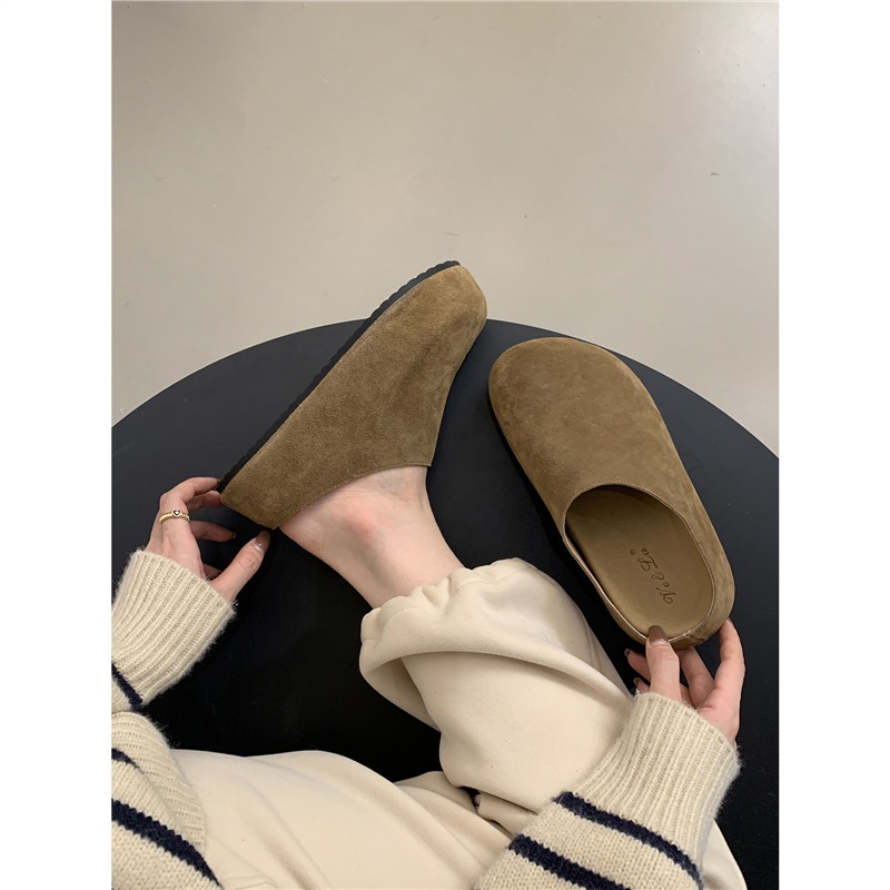 小さい5cm肌の革のビルケンシュトックシューズフォー女性のための厚い靴底秋と冬の新しいスタイルのスポンジケーキミュールシューズトー 5,544円