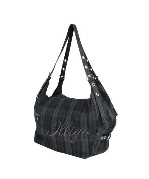 【ILLIGO】 LETTER BIG SHOULDER BAG CHECK GRAY ショルダーバッグ 正規品