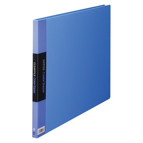 キングジム　クリアーファイル　カラーベース（ヨコ型）　Ａ３判ヨコ型　２０ポケット（青）