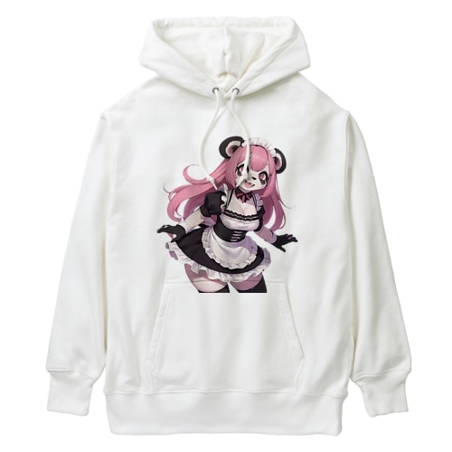 【文字入れ可能受注生産】パンダの女の子　メイド　ケモナー　ピンク髪 ヘビーウェイトパーカー