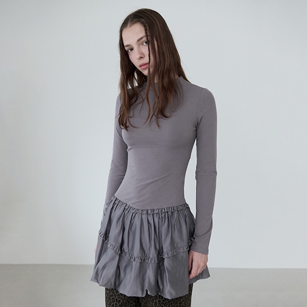 BALLOON JERSEY DRESS GRAY