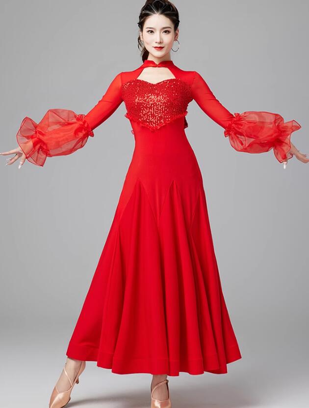 胸パット付 安全パンツが付き 広がる モダンダンス 社交ダンス 練習着 演出用 技デモ タンゴ ラテン モダン チャチャ ロングスカート 演出服 舞台ダンスウェア おしゃれ 社交ダンス衣装 大きいサイ