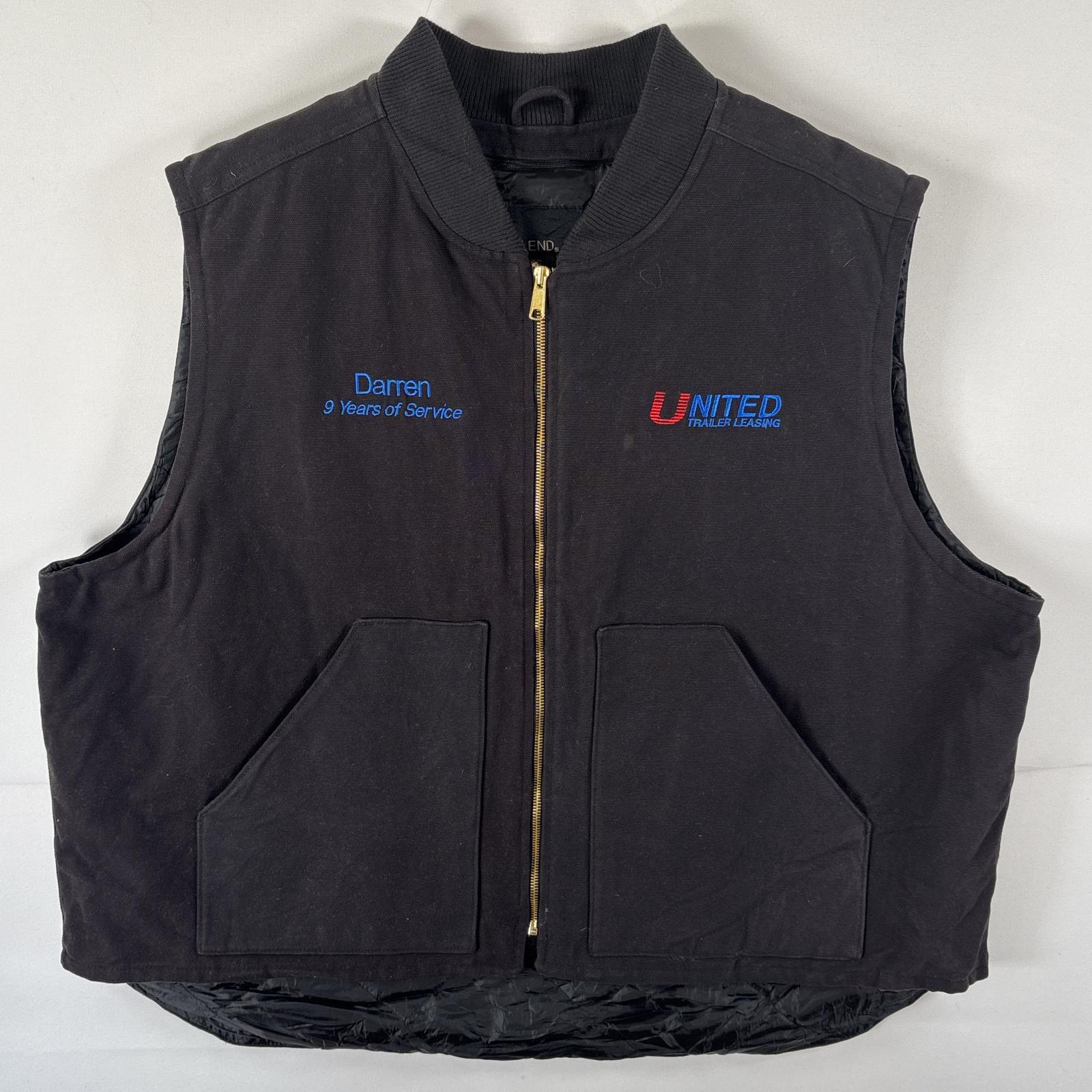 古着 NORTH END ダック ベスト 刺繍ロゴ 大きいサイズ フルジップ キルティングライナー 中綿 XXXL ブラック メンズ