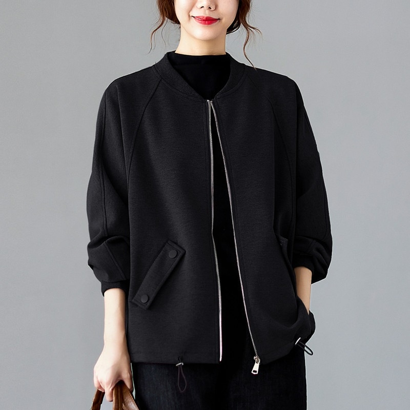 ショートコート春秋トレンチコート2024年新型ビッグサイズファットマミー カジュアルゆるい野球服長袖ジャケット上着