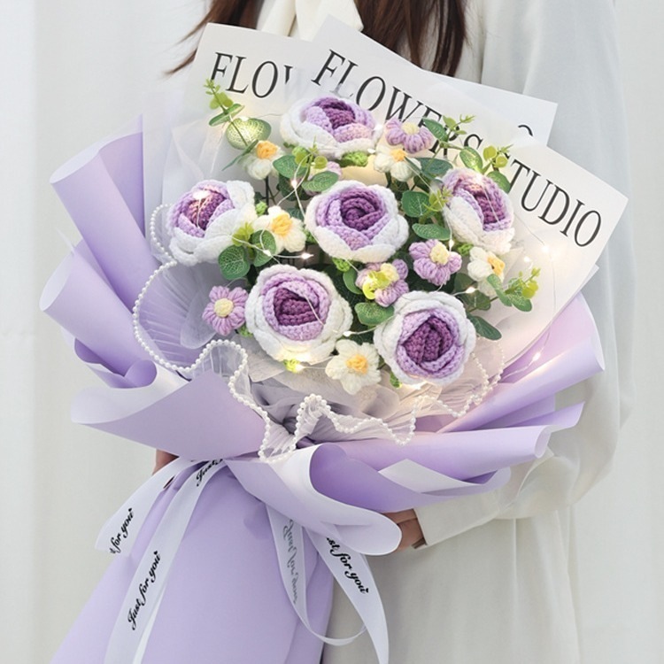 （花束みたいな恋をした）卒業シーズン誕生日プレゼントニットローズ模擬フラワーウール完成品ニット永遠の花ガールフレンドと親友