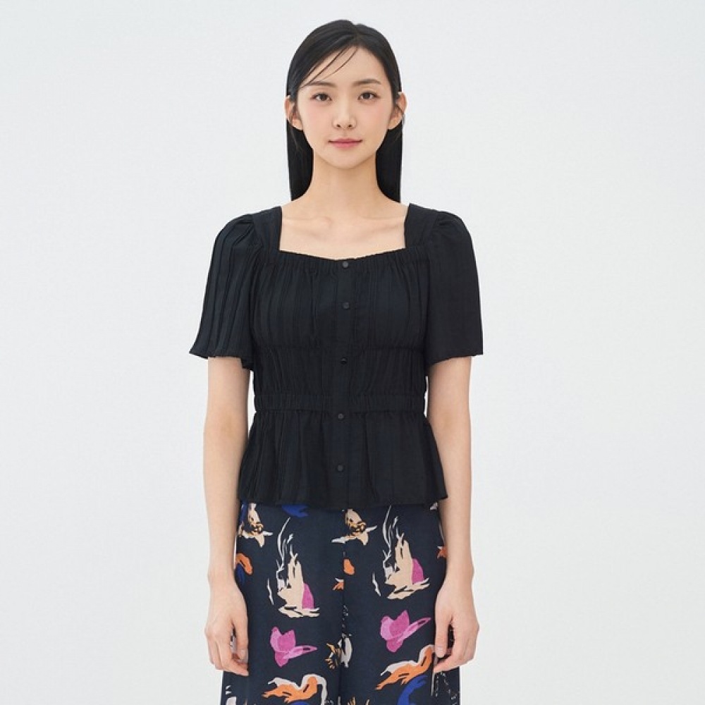 [ベスティベリ] プリーツスクエアネックブラウス (BIBAF7406)