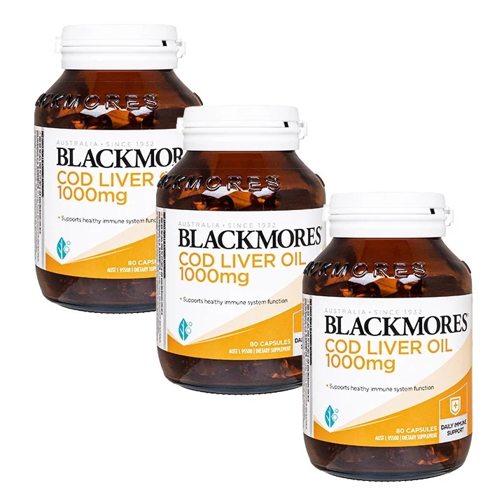 コッドリバーオイル 1000mg 80錠 3本 ブラックモアズ Blackmores Cod Liver Oil タラの肝油 海外直送 ヤマト国際便発送 日時指定不可