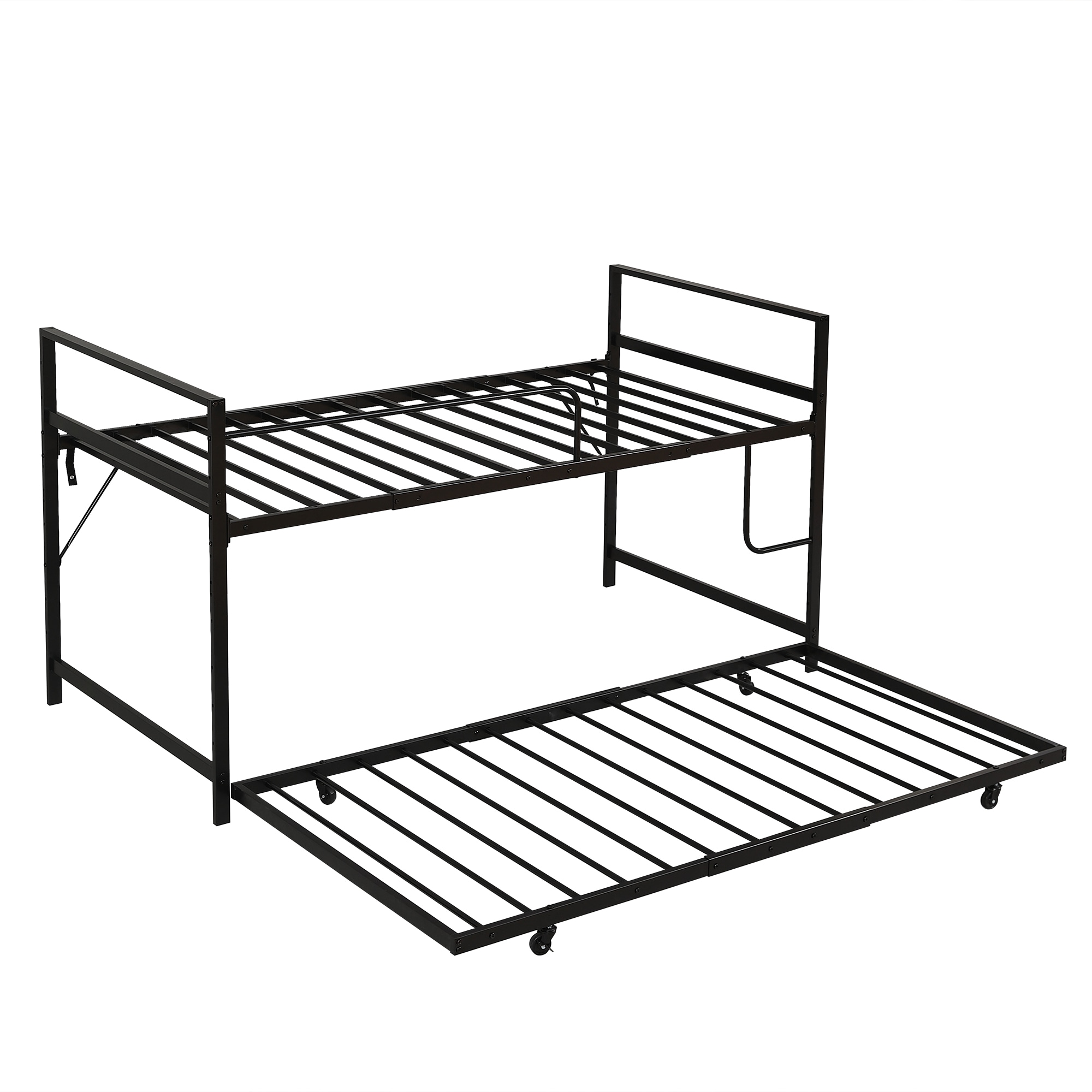 [国内即発送]ロフトベッド 高いベッド 親子ベッド パイプベッド シングル システムベッド ロータイプ 収納 北欧風 大人 一人暮らし スチール 耐震 ベッド　キャスター付き【幅140cm】
