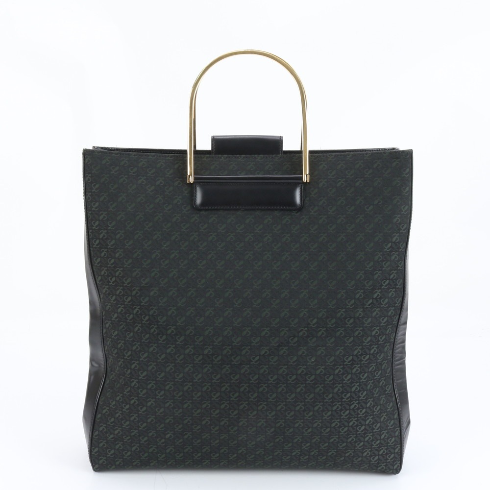 美品 リピート アナグラム レザー×キャンバス トート バッグ 肩掛け ショルダー ハンド 本革 ブラック 黒 A4 レディース RMM DI41-9 中古 24,300円