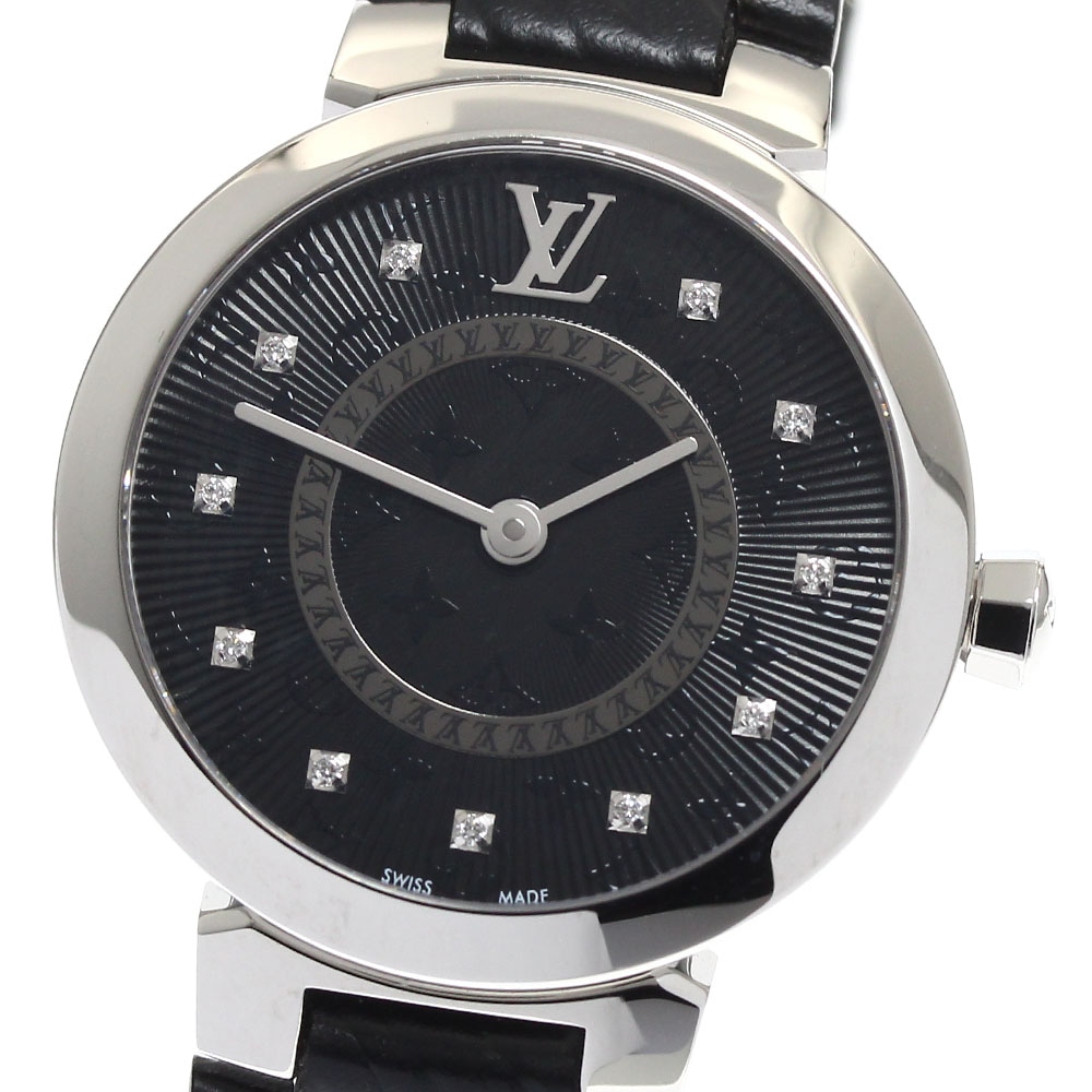 ルイ・ヴィトン LOUIS VUITTON QA143 タンブールスリムPM 11Pダイヤ クォーツ レディース 美品 箱・保証書付き_891953【中古】