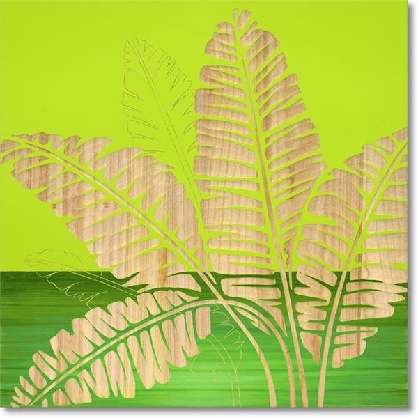 ユーパワー ウッドスカルプチャーアート 60x60cm 「バナナリーフ」GR+NP