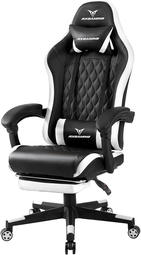 ゲーミングチェア オットマン付き PCゲーミングチェア ゲームチェア リクライニング ハイバック デスクチェア オフィスチェア 疲れない椅子 リクライニングチェア パソコンチェア テレワーク椅子 ワー