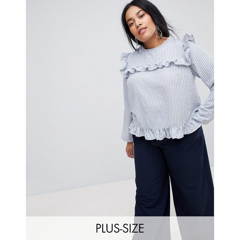 ロストインク レディース トップス ブラウス・シャツ【Lost Ink Plus Blouse In Shirting Stripe】Multi ロストインク レディース トップス ブラウス・シャツ【Lost Ink Plus Blouse In Shirting Stripe】Multi