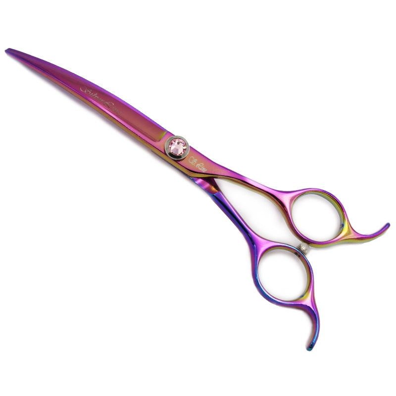 [PRC650]カーブバサミ ディープカーブの顔用カーブシザー Purple カーブバサミ 柔らかい刃先 綺麗な顔カット 仕上がり マズル クラウンカット