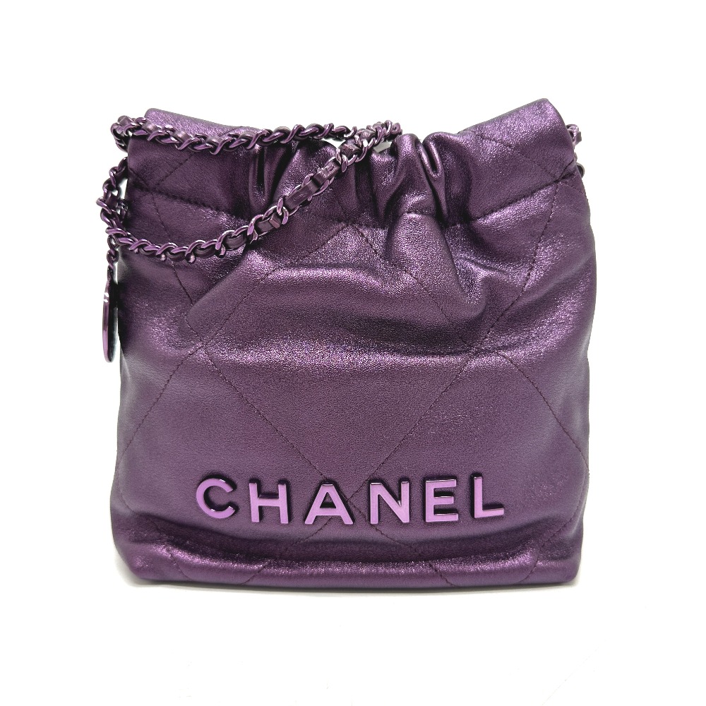 ショルダーバッグ AS3980 CHANEL22 ラメ オールパープル 2WAYバッグ チェーンバッグ カバン 肩掛け レザー パープルショルダーバッグ