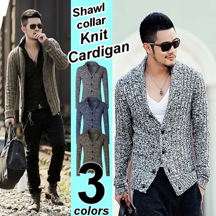 ニット カーディガン メンズ ジャケット レディース アウター ショールカラー #T460