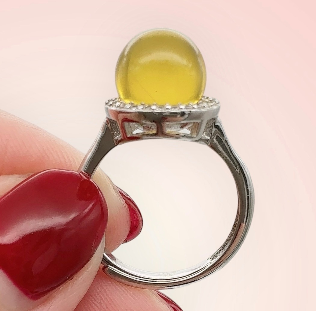 限定1点！ 天然 アンバー ダイヤモンド リング 指輪 大粒 上品 WG 華奢 ジュエリー ペンダント 誕生日 バレンタイン 宝石 貴金属 ジュエリー 冠婚葬祭 セミフォーマル デート 旅行 結