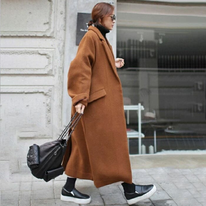 ロングコート チェスターコート オーバーサイズ オーバーショルダー アウター レディース ジャケットコート 襟付き ロング丈 通勤 おしゃれコート ブラウン 着回し 大きいサイズ トレンド