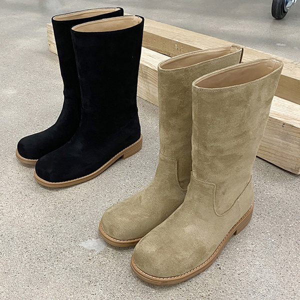 ショートブーツ ミドルブーツ 履き口 ゆったり ルーズ フラット レディース 黒 ベージュ 韓国 8,564円
