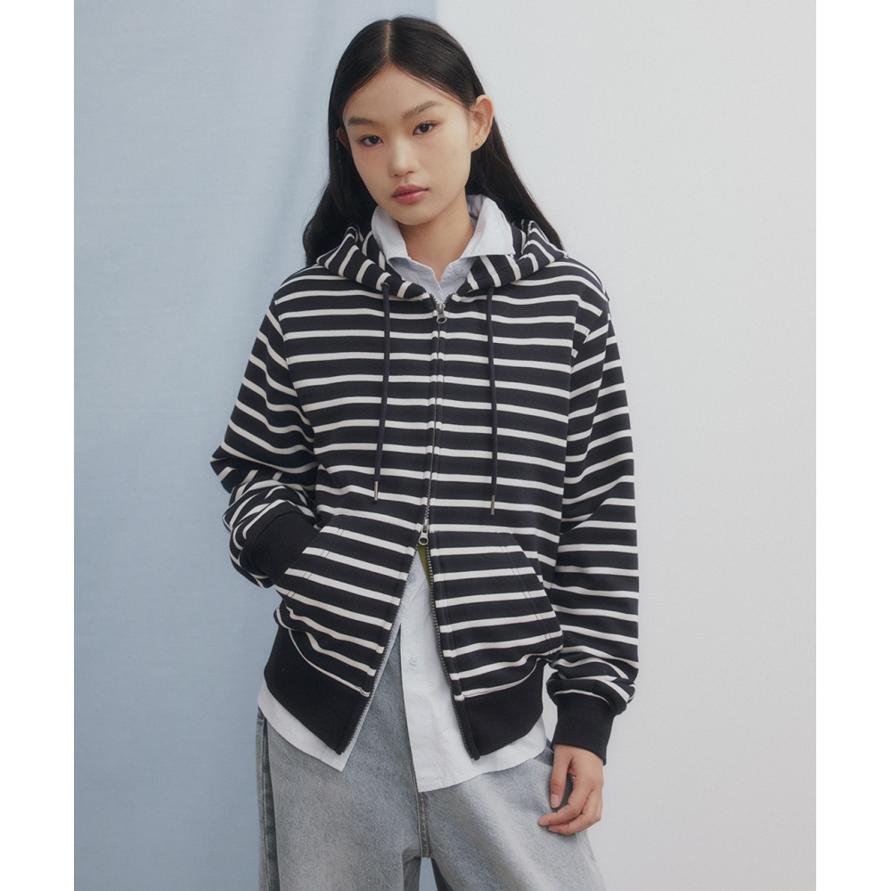SPAO [フレンチテリー] ツーウェイストライプフード付きジップアップ_SPMZG23C02
