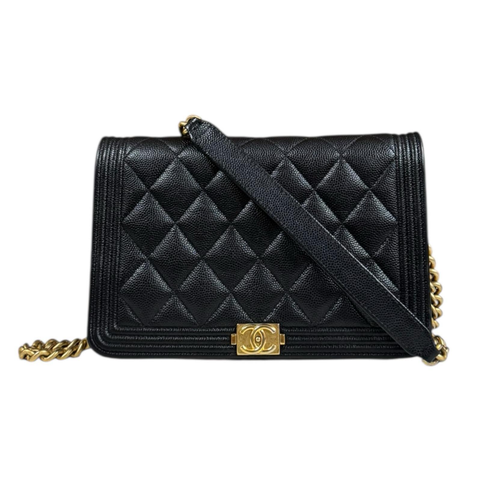 シャネル ボーイシャネル ショルダーバッグ キャビアスキン A81969 ブラック CHANEL 中古