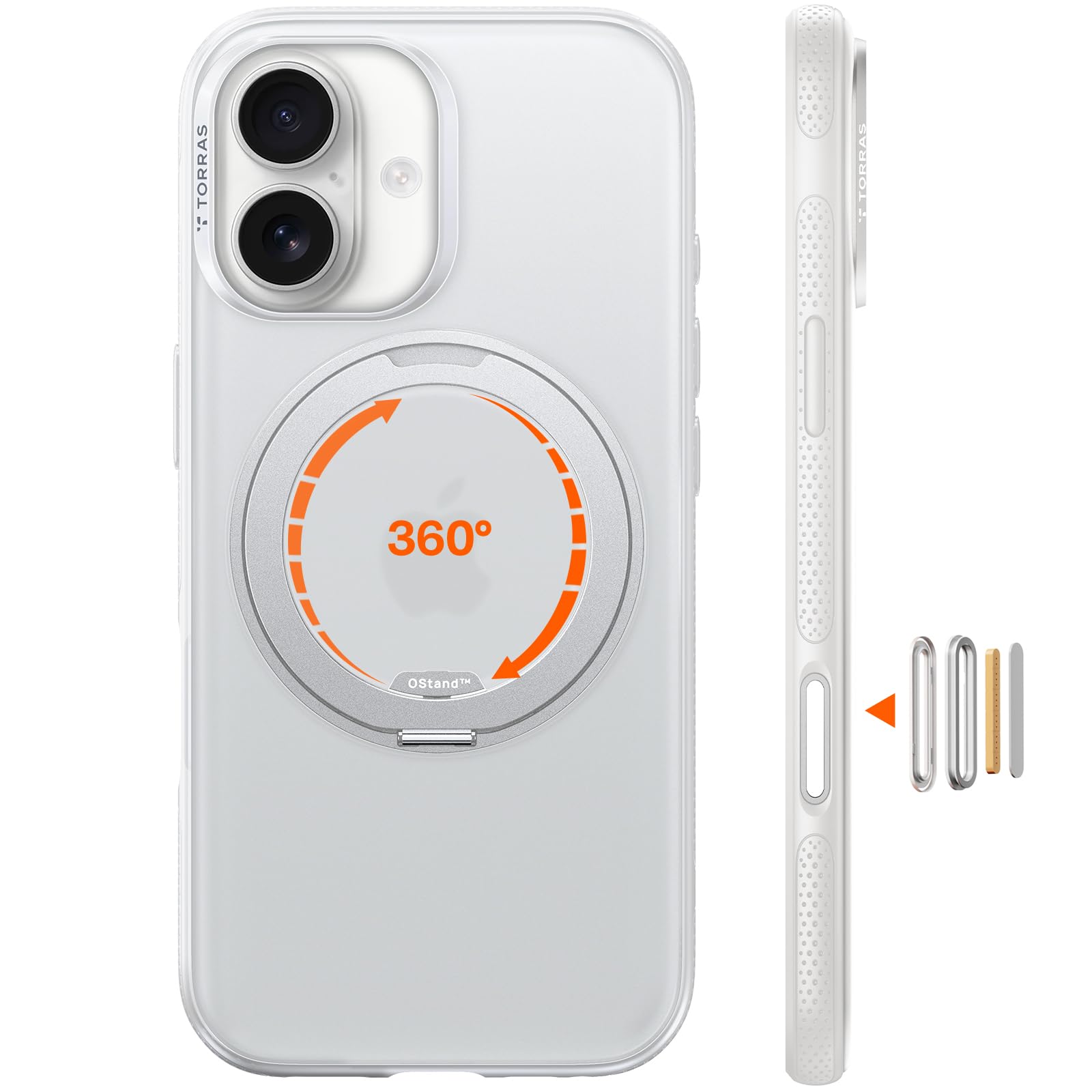 TORRAS iPhone 17 用ケース 【カチカチ多機能360度回転スタンド】リング Ostand O3 Fitness MagSafe対応 米軍MIL規格耐衝撃 スタンド 指紋防止 黄変防止