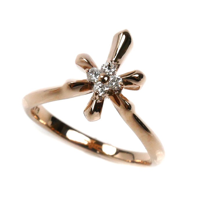 K18PG ピンクゴールド リング・指輪 ダイヤモンド 11号 3.5g レディース 中古 美品