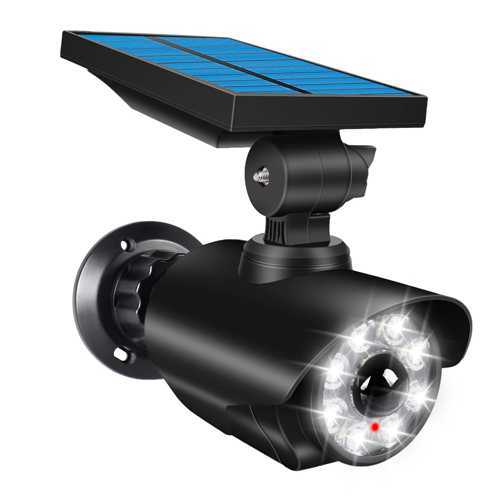 センサーライト 屋外 ソーラーライト 人感センサーライト 防犯カメラ型 ダミーカメラ 赤光威嚇 IP66防水防塵 電源配線不要 太陽光充電 自動夜間点灯 人感検知 8LED 800 92576