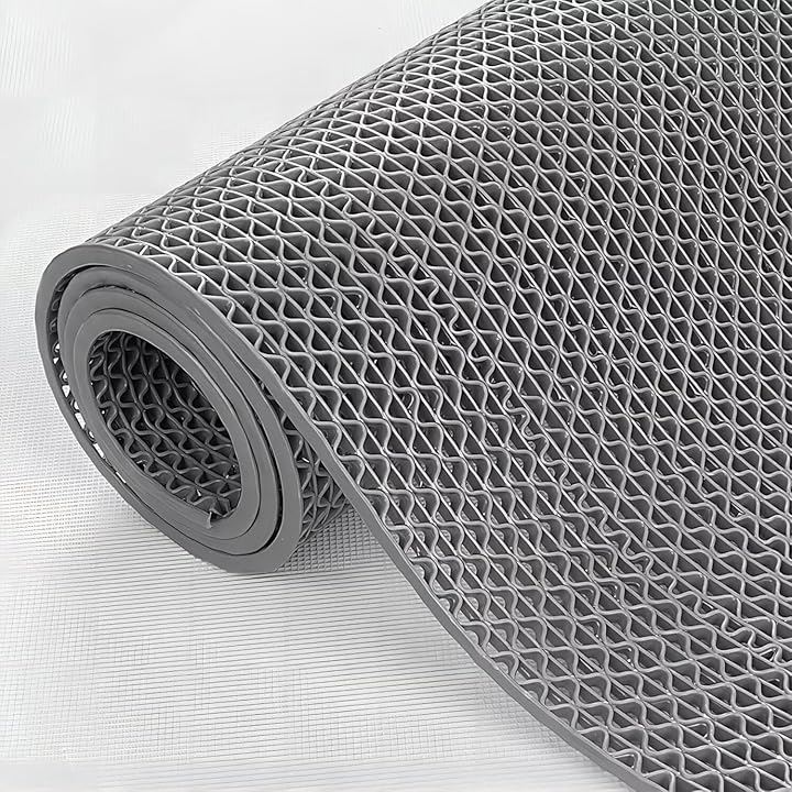 業務用滑り止めマット PVC ゴムマット 歩行滑り止めマット 厚さ4.5mm 透水マット 穴あき 風呂マット プール下マット 玄関マット 屋外 抗菌 速乾(グレー, 1.2x1m)