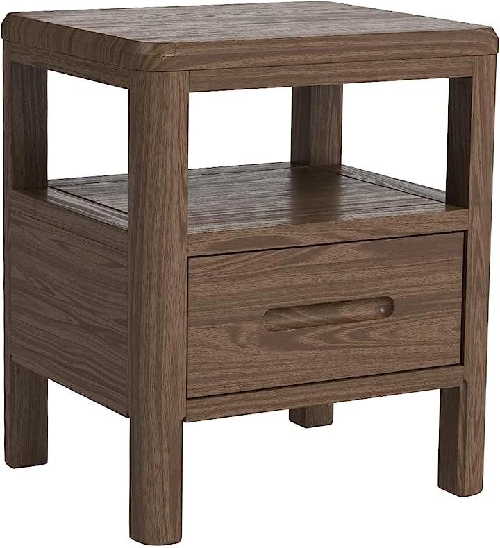 木栄 ベッドサイドテーブル ナイトテーブル ライトスタンド モダンなインテリア キャビネット 天然木 ホワイトオーク 無垢材( Brown)